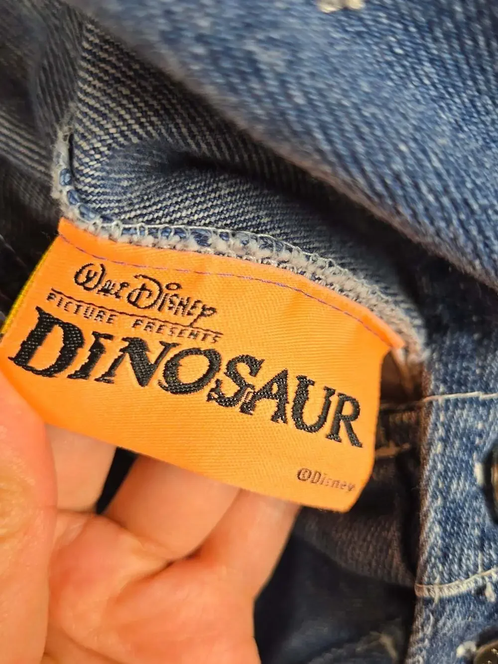 Vintage Disney Dinosaur Denim Overalls Kids Size 7 Born to Be Bad Y2K 90s